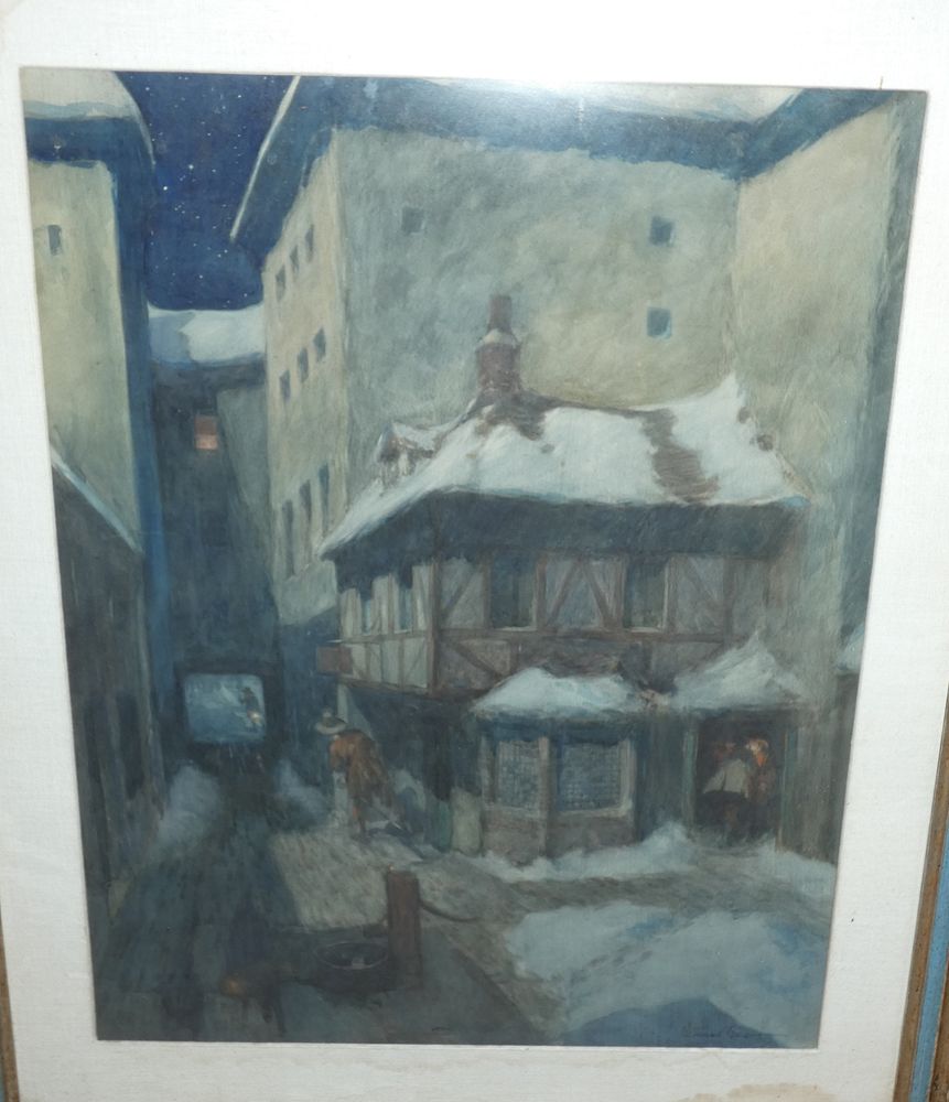 Appraisal: GORDON GRANT PAINTING VILLAGE Early th century watercolor painting illustration