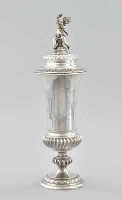 Appraisal: A German Silver Lidded Cup Of flared form raised on