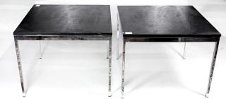 Appraisal: Pair of Mid-Century Modern style chrome occasional tables each having