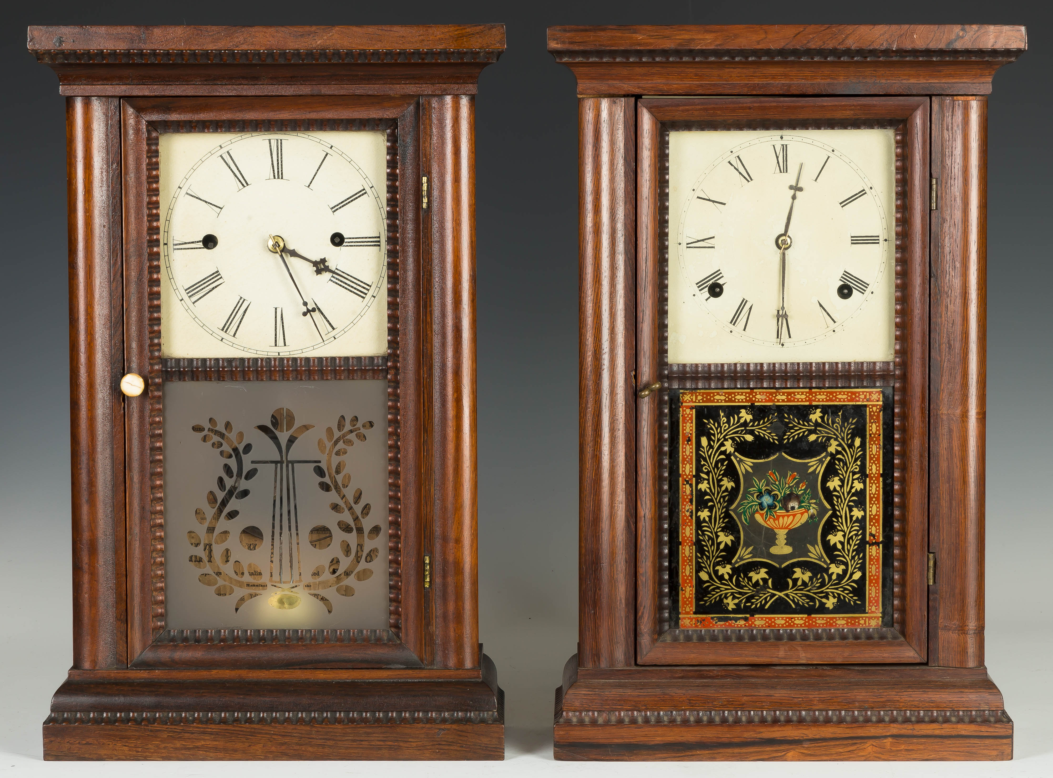 Appraisal: Two Ripple Front Cottage Shelf Clocks L J C Brown