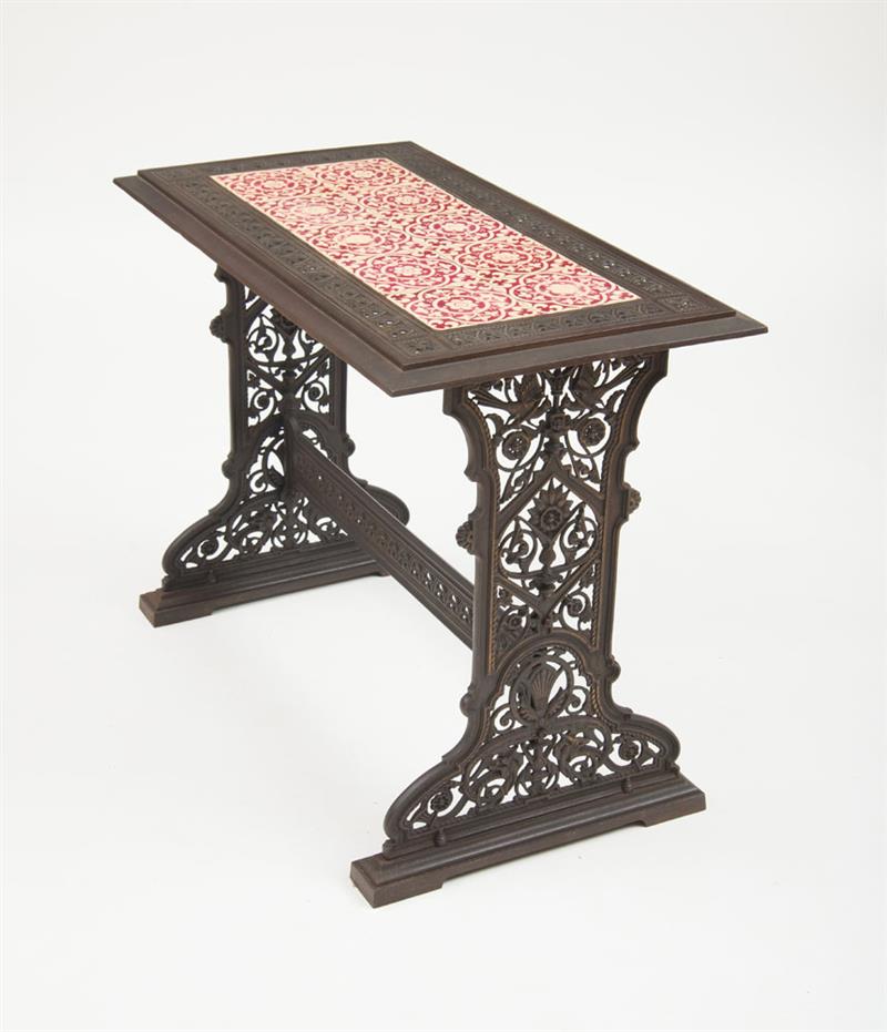 Appraisal: JOHN MOYR SMITH ATTRIBUTION English Aesthetic Movement cast-iron and tile-top