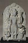 Appraisal: Indian Black Stone Stele of Vishnu with Lakshmi and Sarasvati