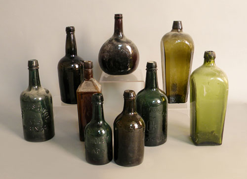 Appraisal: Nine glass bottles ca to include Ph J Tholey Philadelphia