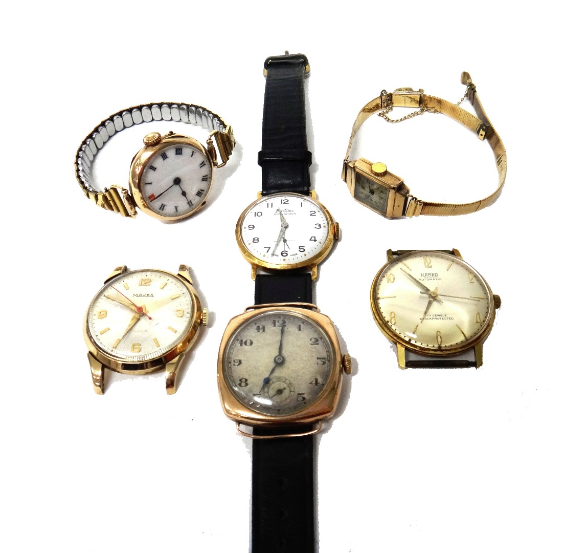 Appraisal: A gentleman's ct gold circular cased Majex wristwatch with a