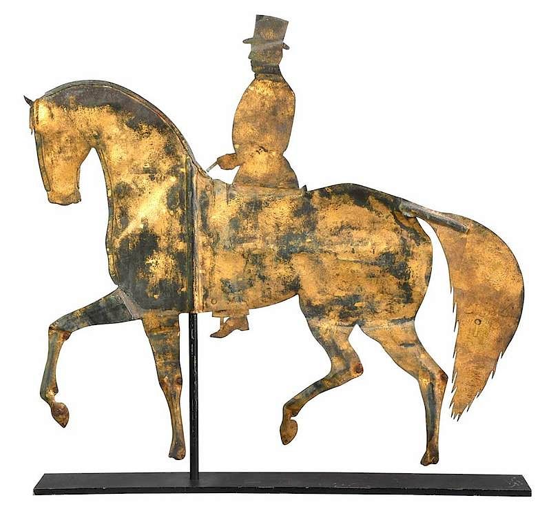 Appraisal: Folk Art Horse and Rider Weather Vane American late th