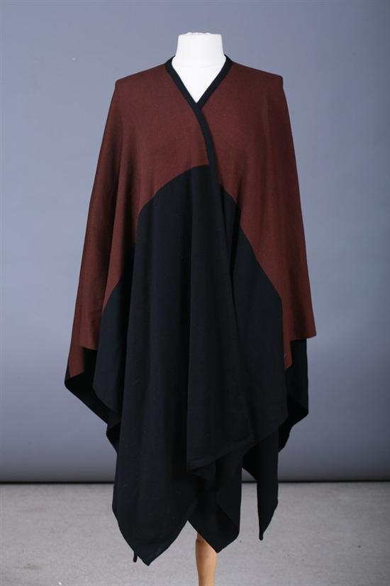 Appraisal: CHRISTIAN DIOR BLACK AND BROWN COLOR BLOCK WOOL WRAP PROVENANCE