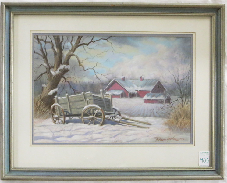 Appraisal: ROSIE McNEES PASTEL ON PAPER American - Farm in winter