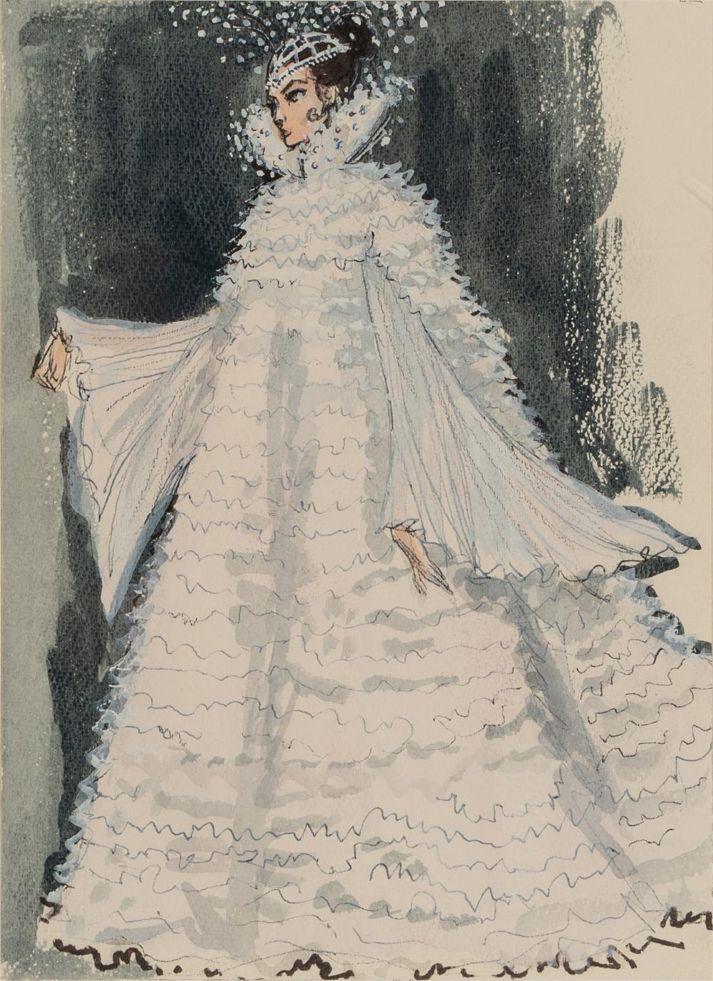 Appraisal: EDITH HEAD - COSTUME SKETCH FOR ELIZABETH TAYLOR IN BLUEBIRD