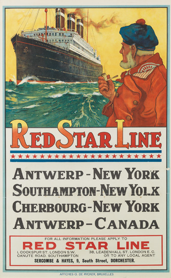 Appraisal: HENRI CASSIERS - RED STAR LINE x inches x cm