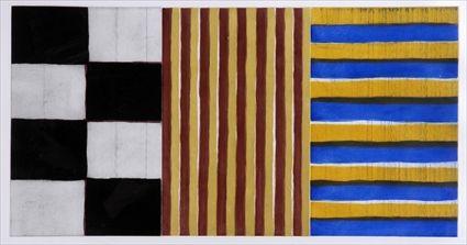 Appraisal: SEAN SCULLY b BLACK RED AND BLUE Etching and aquatint