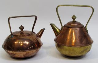 Appraisal: Two Copper Tea Kettles Two Copper Tea Kettles Dimensions The