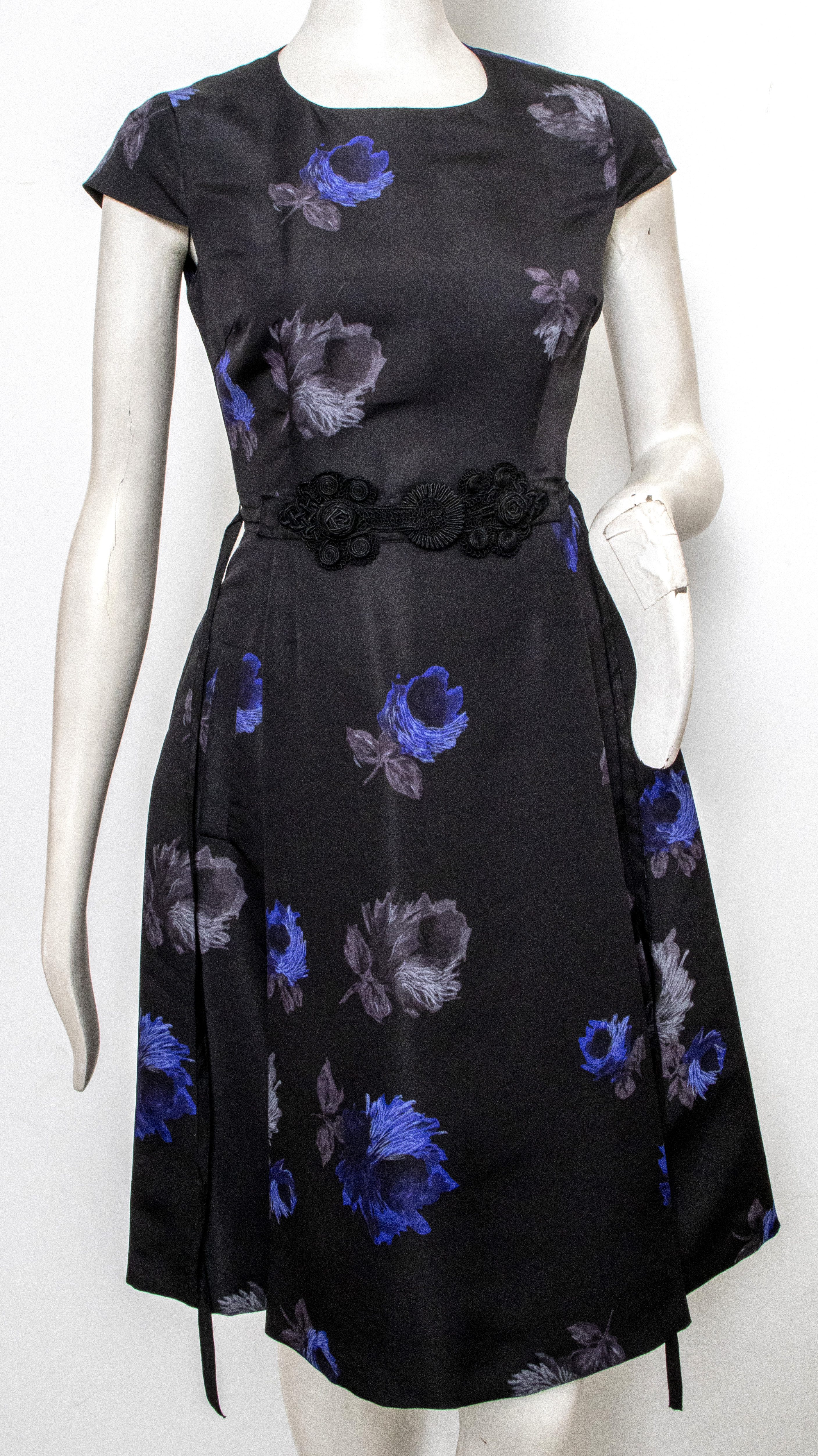 Appraisal: PRADA BLUE FLOWER SILK COCKTAIL DRESS Prada blue flower silk