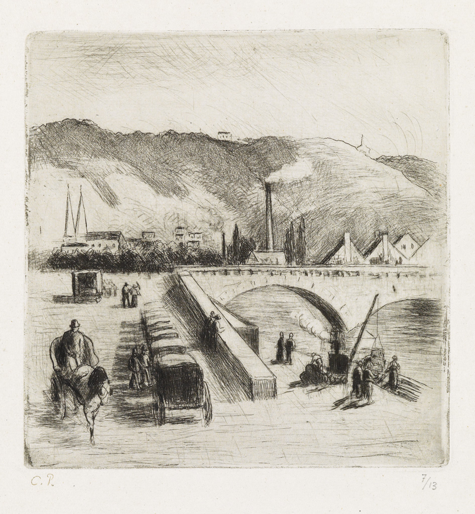 Appraisal: CAMILLE PISSARRO Quai de Paris Rouen Etching and drypoint printed