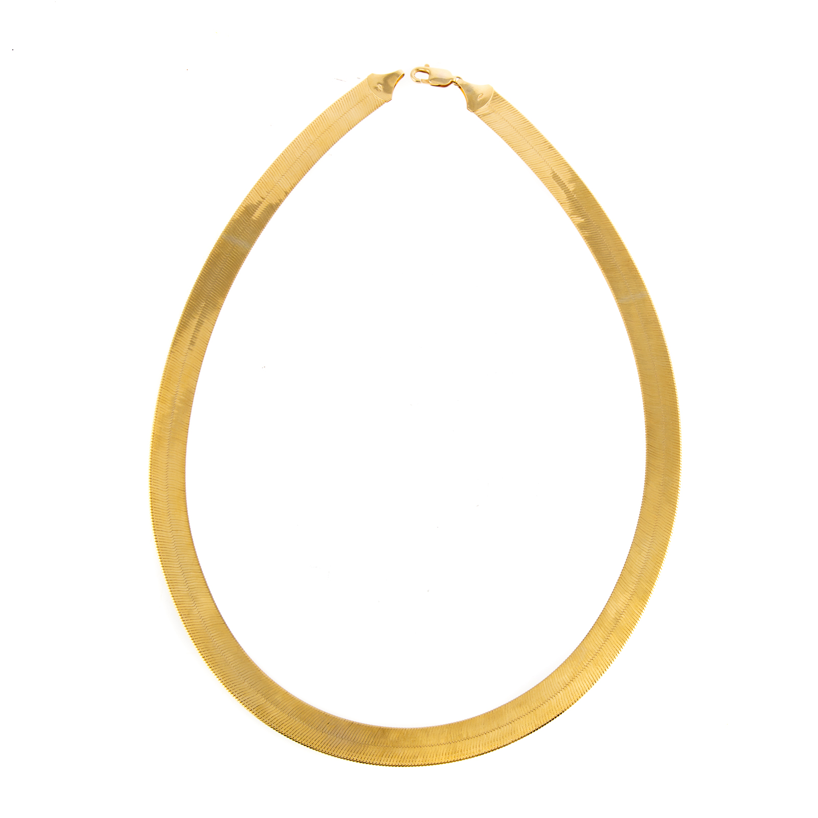 Appraisal: A WIDE HERRINGBONE LINK NECKLACE IN GOLD K yellow gold