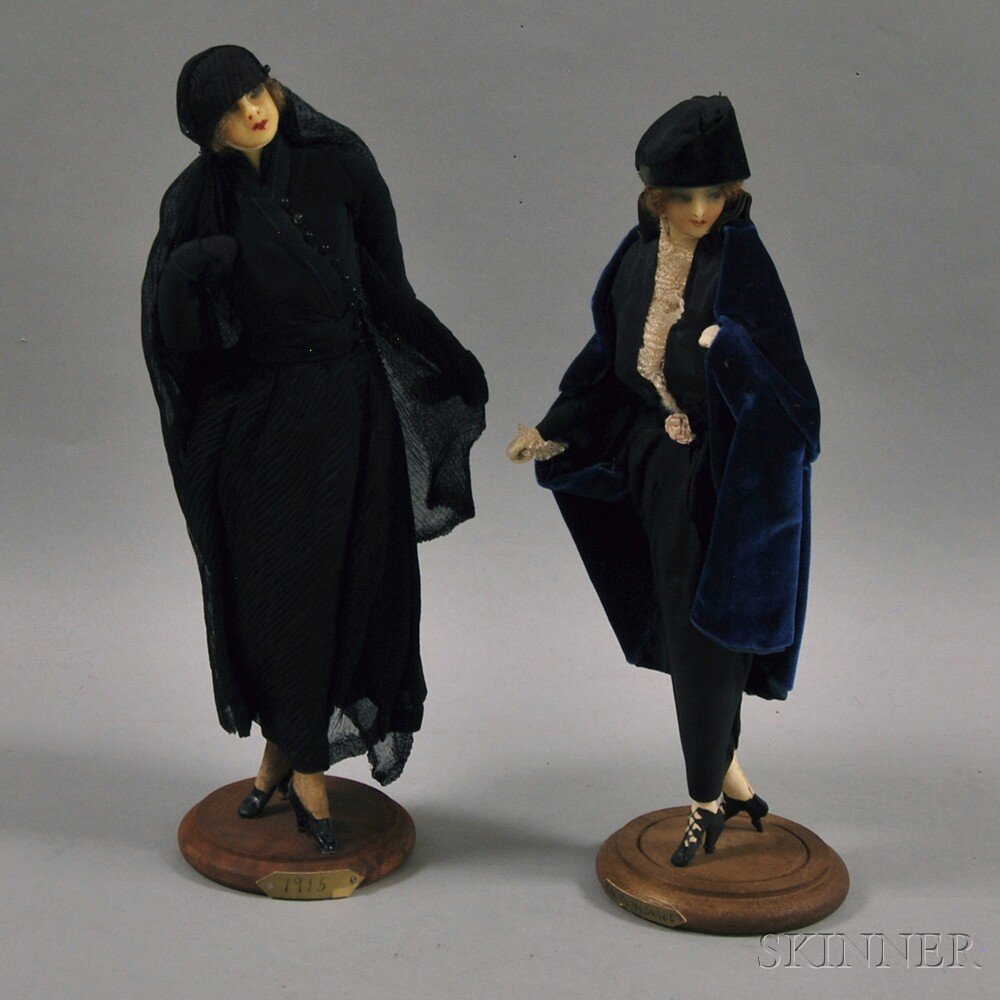 Appraisal: Two Wax Fashion Dolls France c - a standing figure