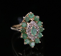 Appraisal: Ladies' Emerald Diamond Gold Ring A k yellow gold ring