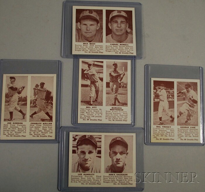 Appraisal: Five Double Play Baseball Cards no Handley Vaughan no West