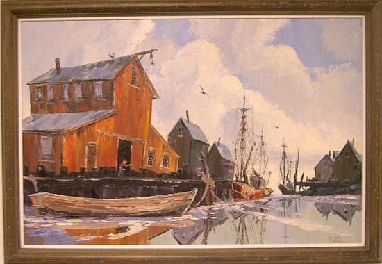 Appraisal: Francis Pulito Berlin CT oil on canvas Dockside Point Judith