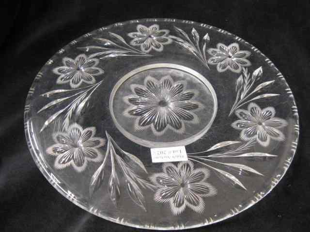 Appraisal: Cut Glass Dessert Tray floral '' user wear