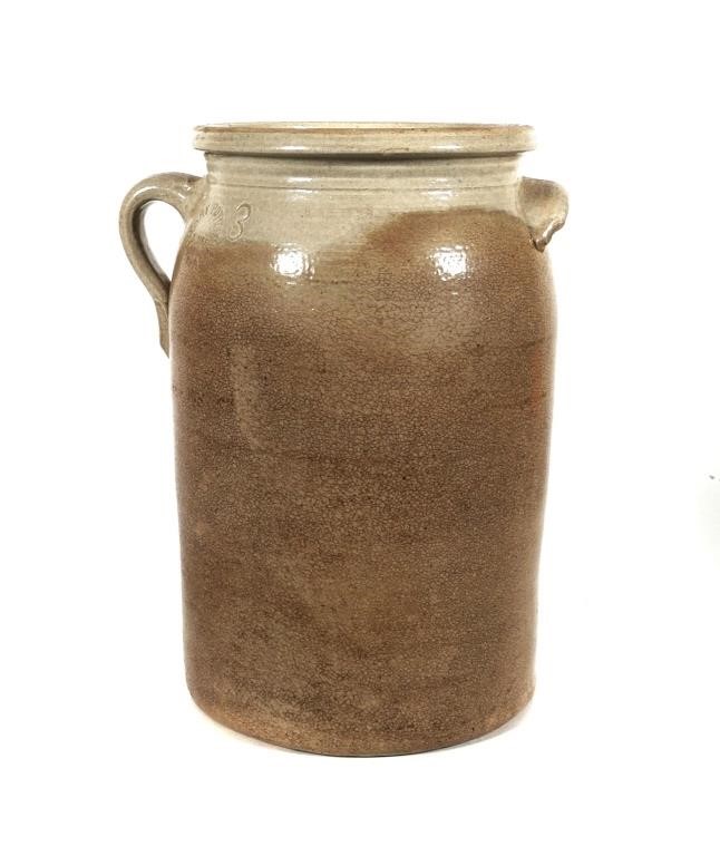 Appraisal: Three gallon stoneware storage jar by Crary Pottery of Bluff