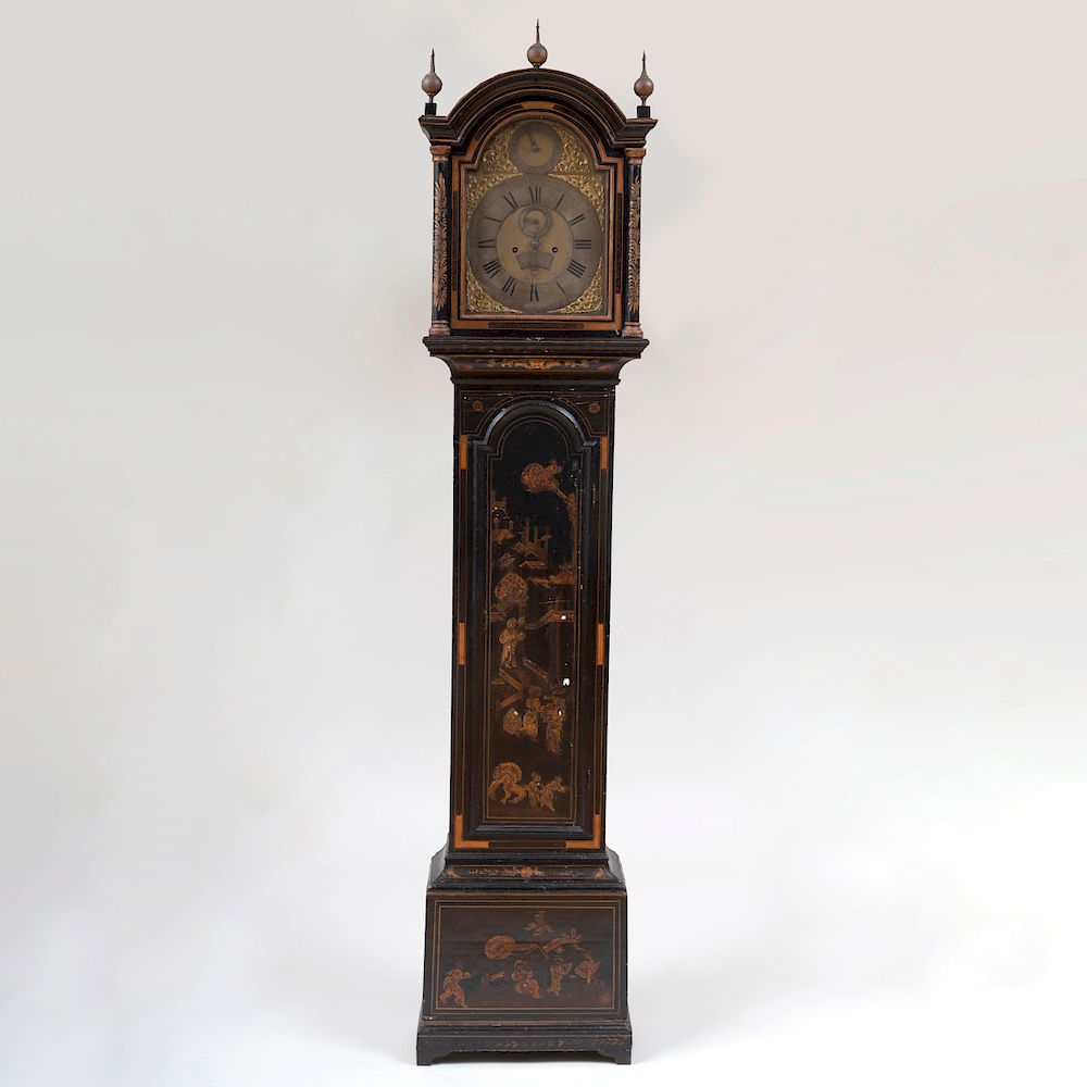 Appraisal: George II Black Japanned Longcase Clock Dial signed by Joseph