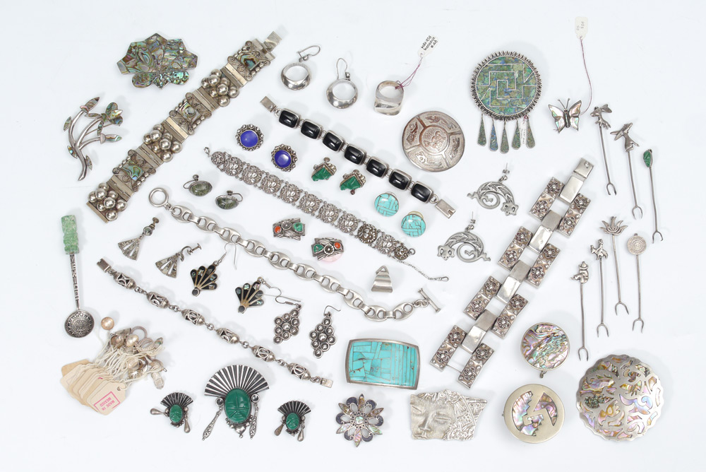 Appraisal: MEXICAN SILVER JEWELRY COLLECTION A large assembled collection to include