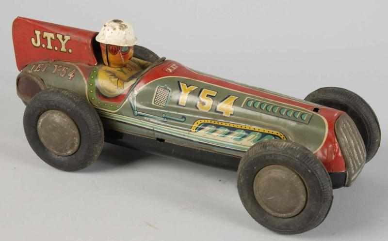 Appraisal: Tin Litho Race Car Friction Toy Description Japanese Working Made