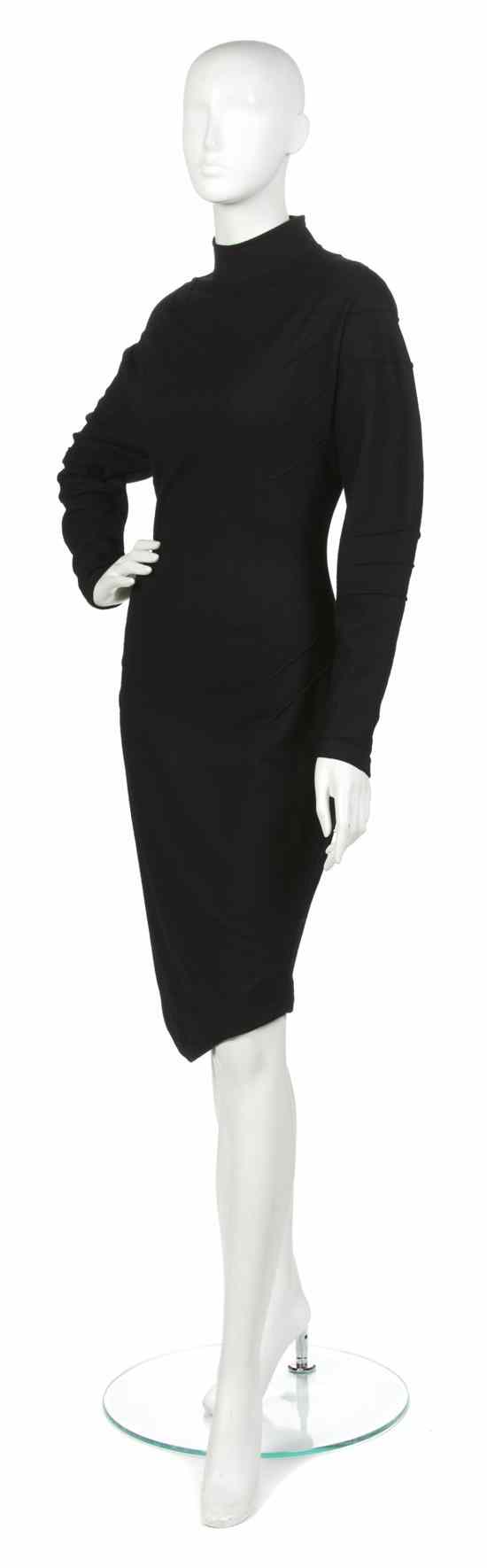 Appraisal: A Thierry Mugler Black Wool Dress Labeled Thierry Mugler Active