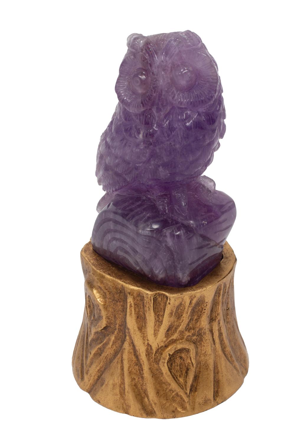 Appraisal: Carved Amethyst Figure possibly Russian giltwood base h in w