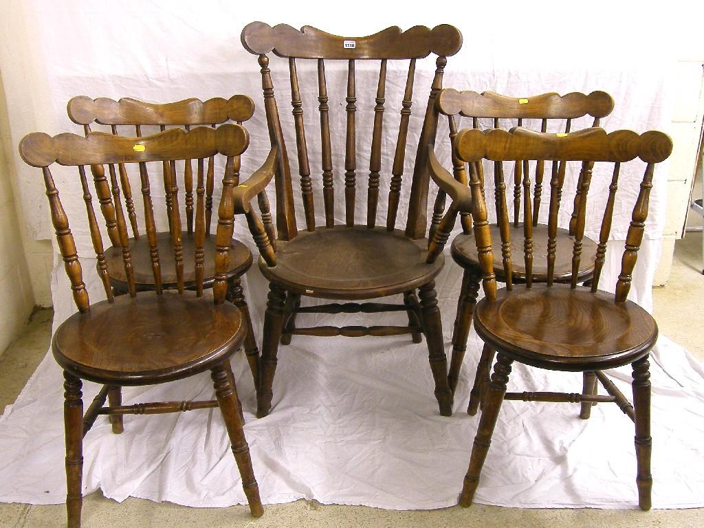 Appraisal: th century fruitwood and elm kitchen armchair the turned spindle