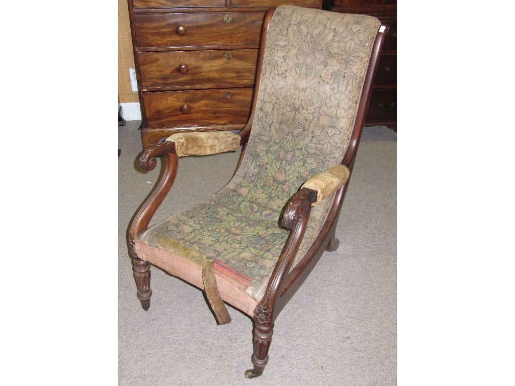 Appraisal: Victorian mahogany and floral upholstered parlour chair