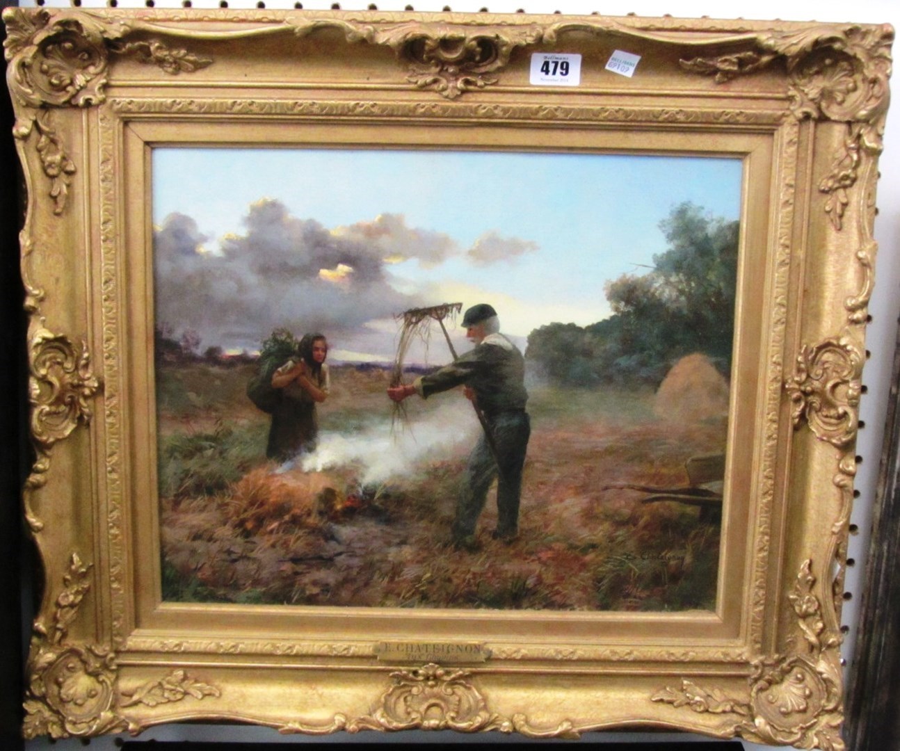 Appraisal: Ernest Chateignon b c Travailleurs Agricoles oil on canvas signed