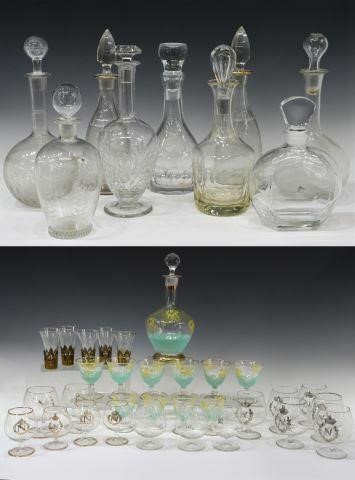 Appraisal: lot Crystal decanters and stemware th c decorated in cut