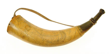 Appraisal: VERY RARE REVOLUTIONARY WAR BOSTON MAP HORN horn marked NATHAN