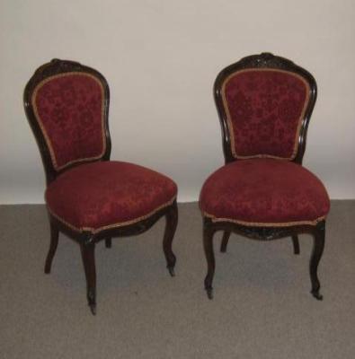 Appraisal: A PAIR OF ROSEWOOD FRAMED SINGLE CHAIRS to match previous