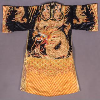 Appraisal: A Chinese Silk Embroidered Dragon Robe th Century A Chinese