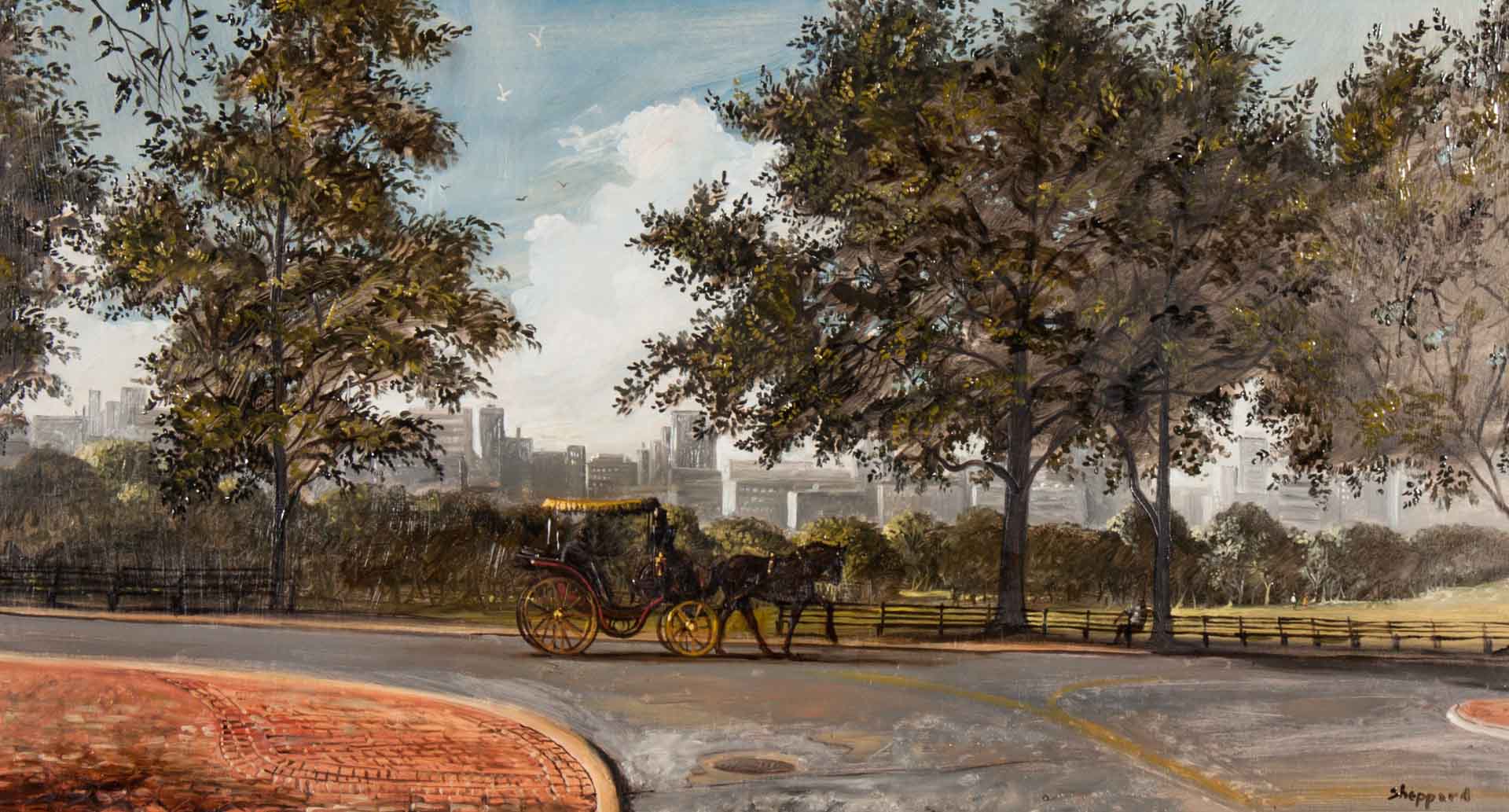 Appraisal: Joseph Sheppard Through Central Park oil Joseph Sherly Sheppard American