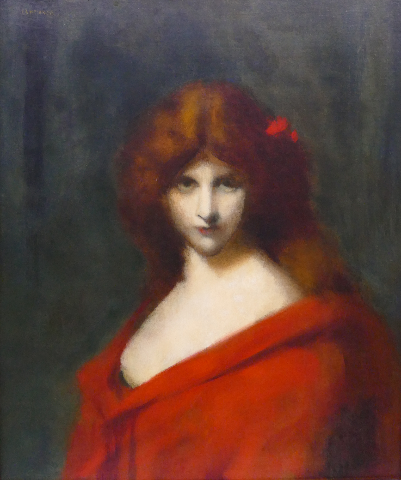 Appraisal: Jean-Jacques Henner - France 'Girl in Red' Oil on Canvas