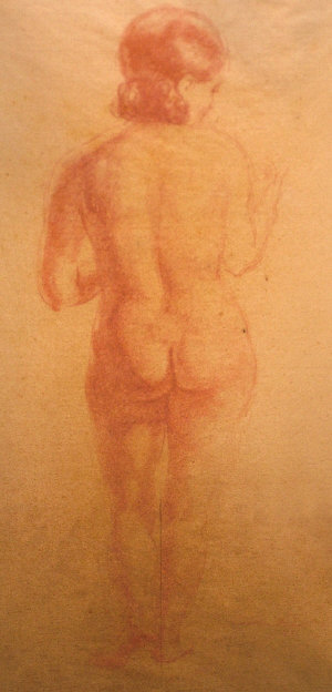 Appraisal: Istvan Csok Hungarian - - Female nude standing full-length red