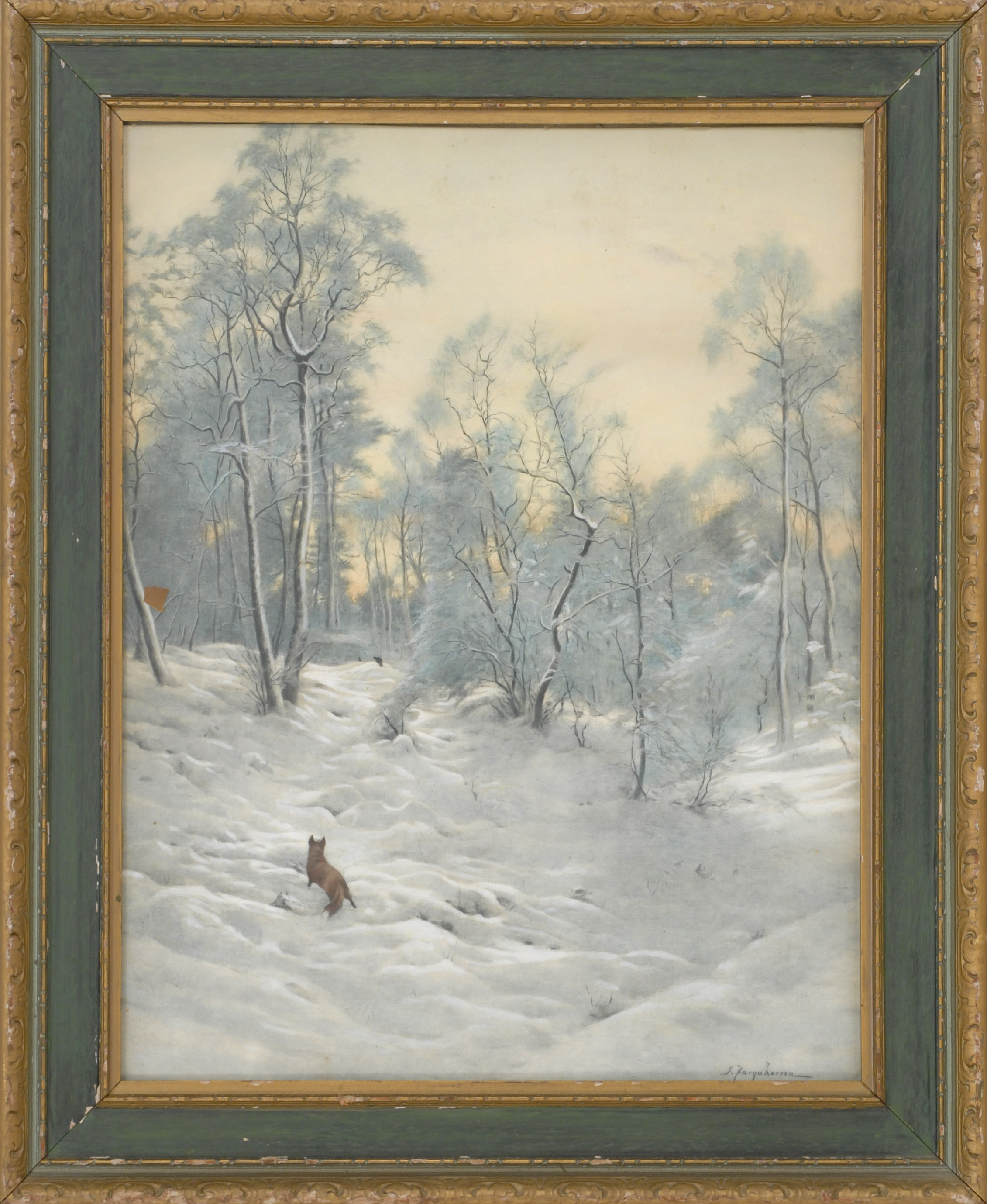 Appraisal: FRAMED HAND-COLORED PRINT AFTER JOSEPH FARQUHARSON Scottish - A fox