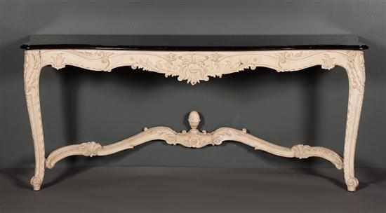 Appraisal: Louis XV style carved and painted wood serpentine front console