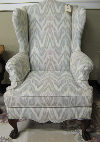 Appraisal: CHIPPENDALE STYLE WING-BACK ARMCHAIR American th century standing on four