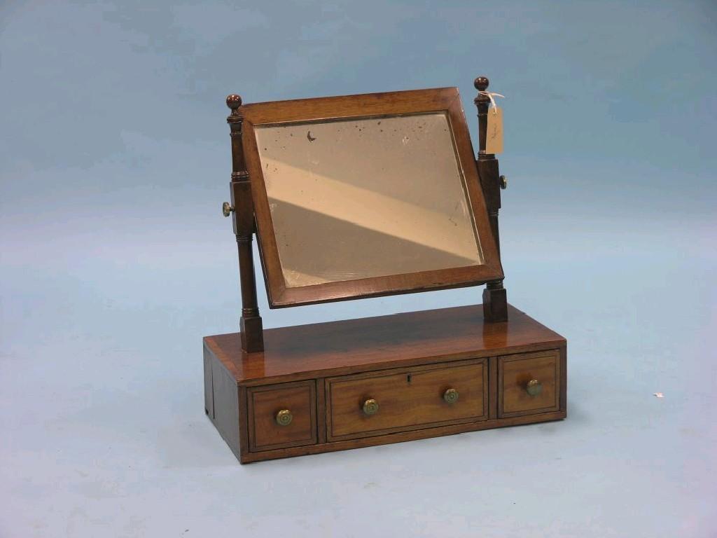 Appraisal: A Victorian mahogany and satinwood dressing mirror rectangular mirror plate