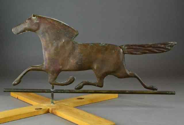 Appraisal: AN AMERICAN COPPER HORSE WEATHERVANEMolded in two parts now mounted