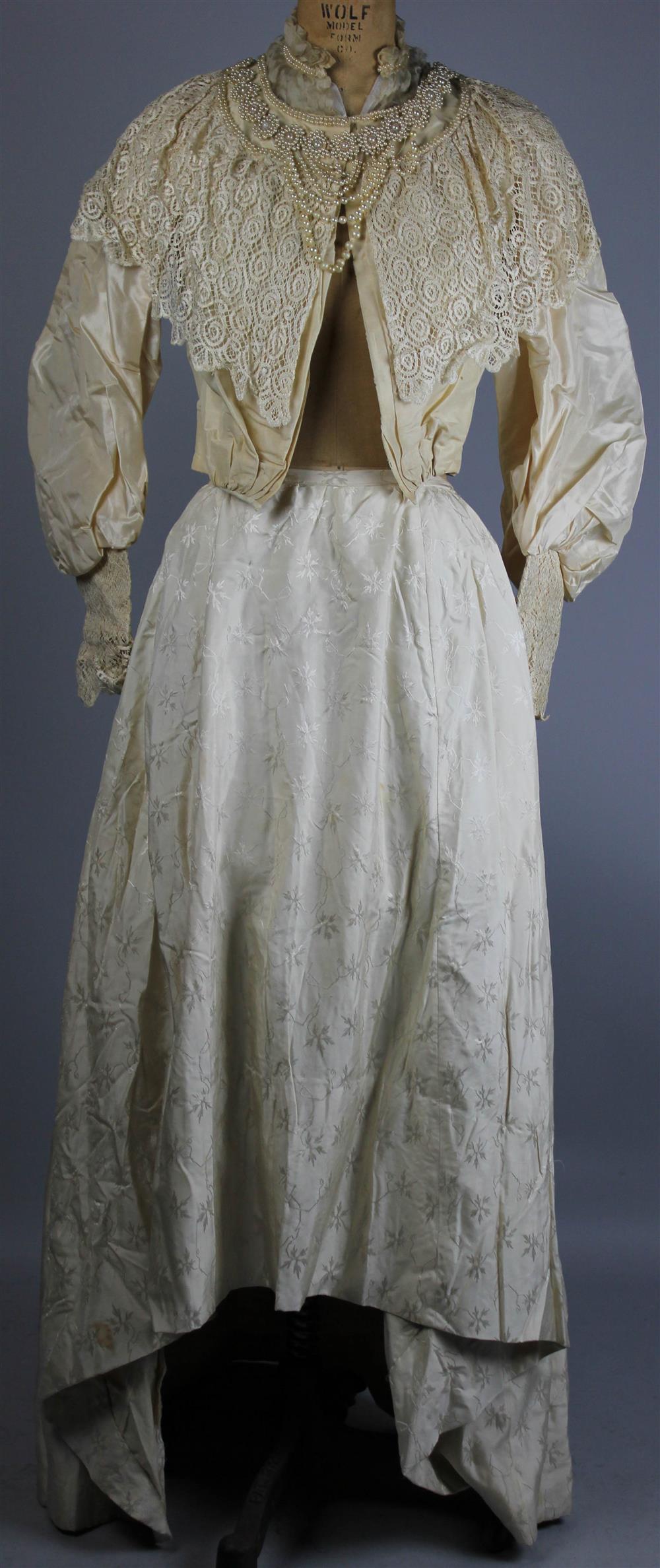 Appraisal: VICTORIAN CREME SILK GOWN the first bodice has a silk