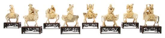 Appraisal: Group of Eight Chinese Ivory Immortals depicted with various attributes