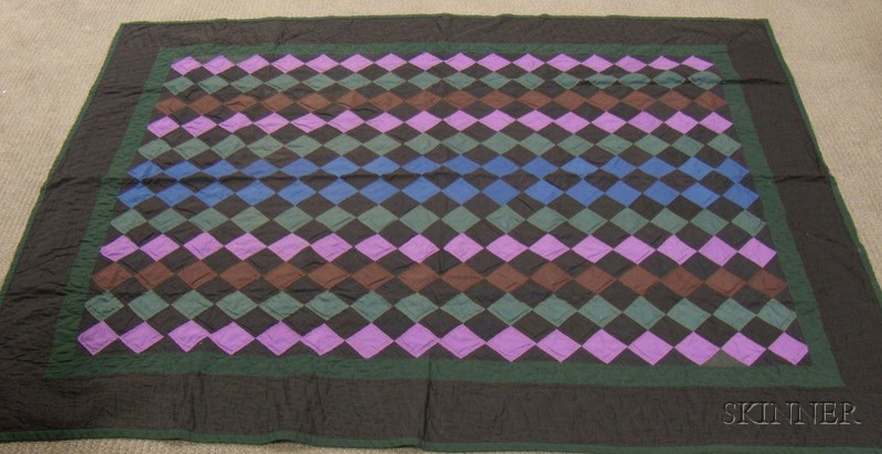 Appraisal: Amish Pieced Cotton Geometric Pattern Quilt Likely cotton and cotton