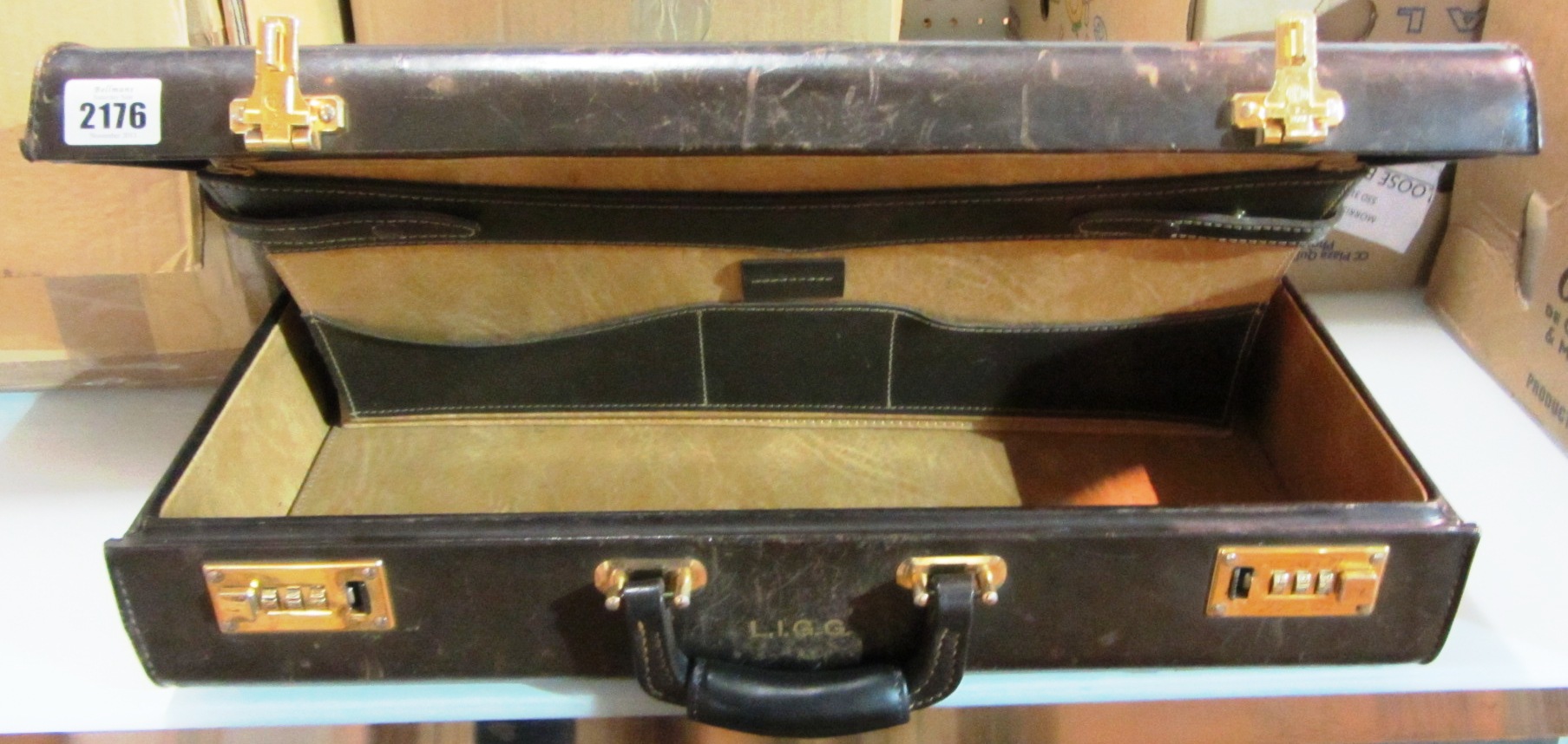 Appraisal: A th century brown leather briefcase