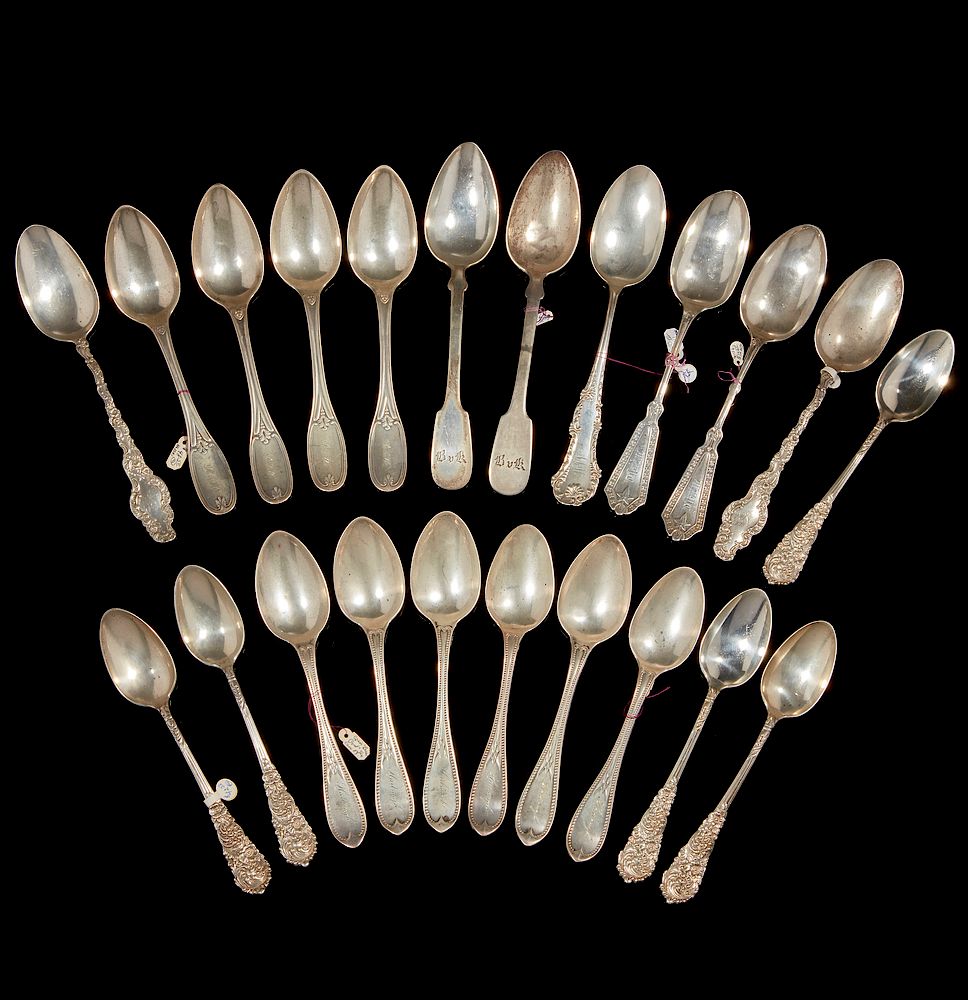 Appraisal: Assorted Coin Sterling Silver Spoons Assorted sterling and coin silver