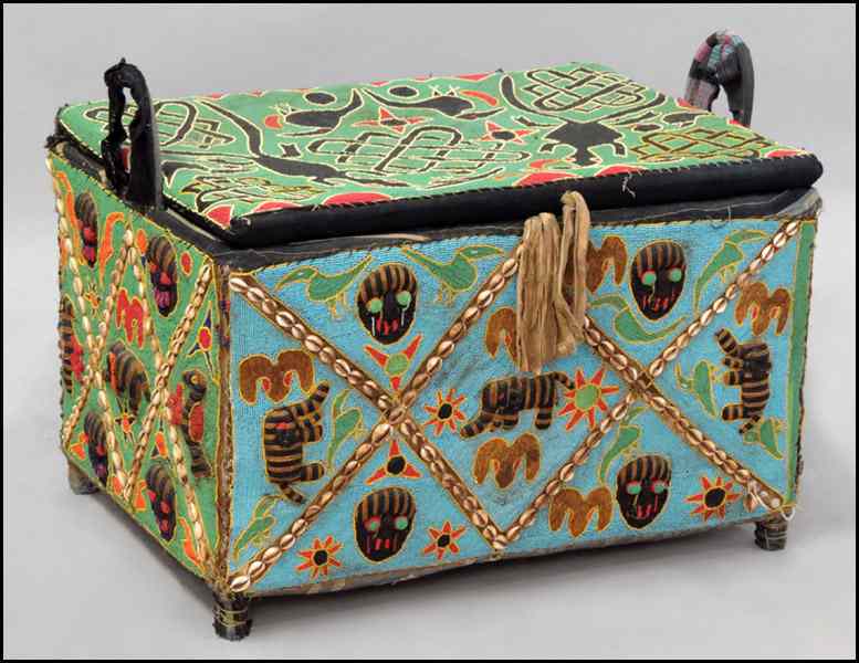 Appraisal: WEST AFRICAN BEADED CHEST Possibly Yoruba H '' W ''